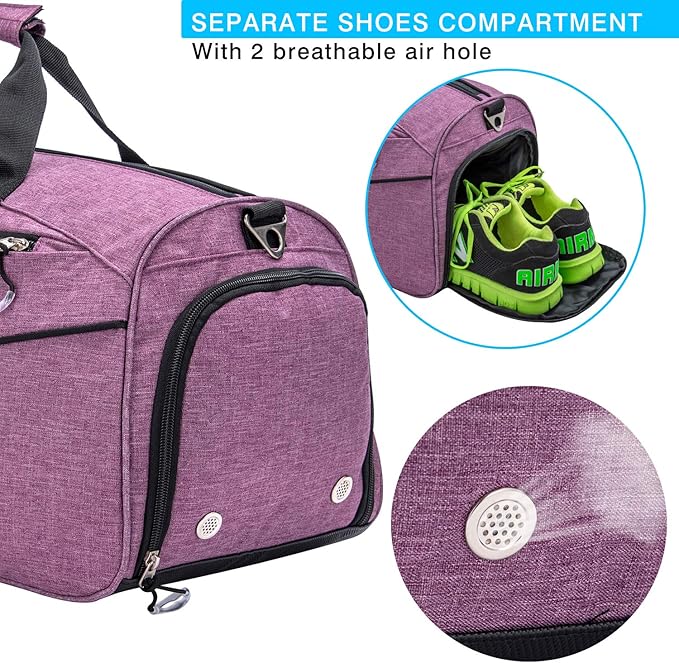 Kuston Sports Gym Bag with Shoes Compartment &Wet Pocket Gym Duffel Bag Overnight Bag for Men and Women