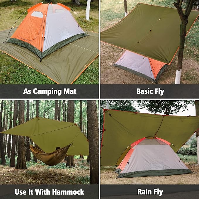 FREE SOLDIER Waterproof Portable Tarp Multifunctional Outdoor Camping Traveling Awning Backpacking Tarp Shelter Rain Tarp (Camo 10×10.5ft)