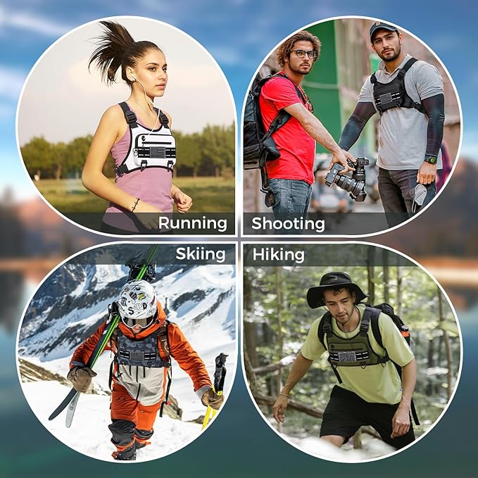 Sports Chest Bag For Men Women, Water Resistant Lightweight Front Chest Pack, Running Vest Bag With Built-In Phone Holder & Extra Storage For Workouts, Running, Cycling (Camo)