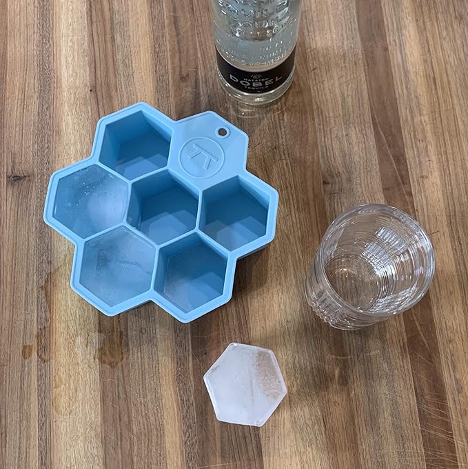 Outset Hexagon Silicione Ice Cube Tray, 6 Large Honeycomb Cubes