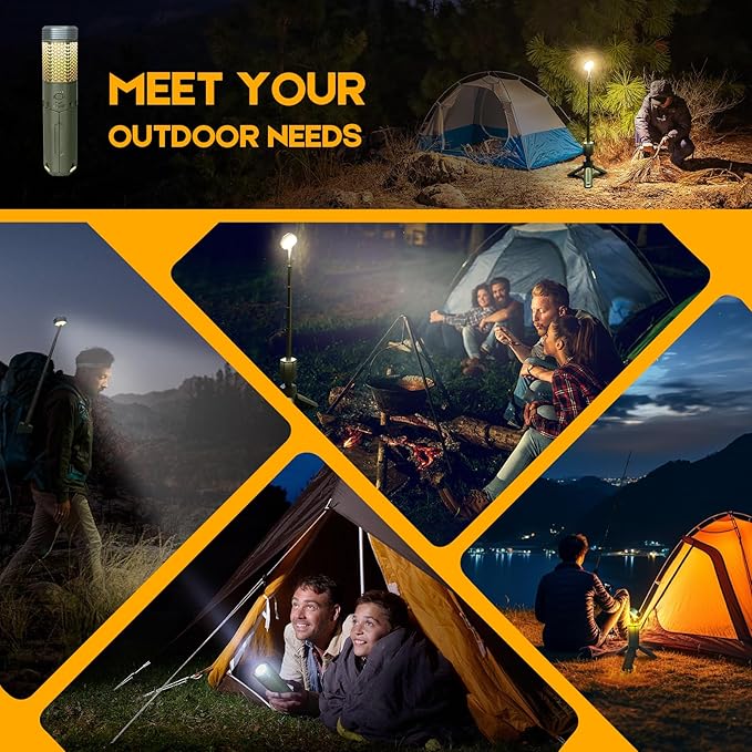 Telescopic Camping Lights, Rechargeable 10500mAh Camping Lantern with Storage Bag, Waterproof LED Camping Lamp with Magnetic, Portable Outdoor Tent Light for Camping,Hiking,Emergency,Fishing (Green)