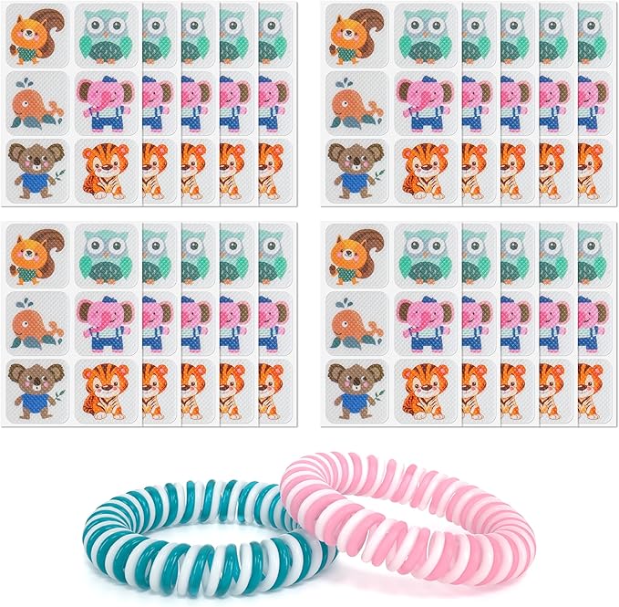 120 Pack Mosquito Patches Stickers for Adult Kids, Resealable Stickers with 2Pack Mosquito Bracelet, Mosquito Patches for Kids, Mosquito Patches Stickers for Outdoor Camping & Travel