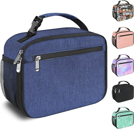 Kids Lunch Box for Boys Girls Lunch Bag Insulated Durable Lunchbox Children Lunch Tote Bag for School Dark Blue