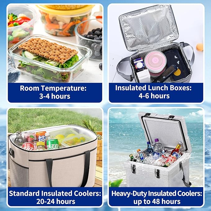 Disposable Ice Packs for Coolers & Lunch Boxes - Pre-Frozen Leak-Proof Cold Packs,Soft Gel Ice Packs for Camping, Beach Bags, Picnics,Outdoor Events, Takeout Delivery