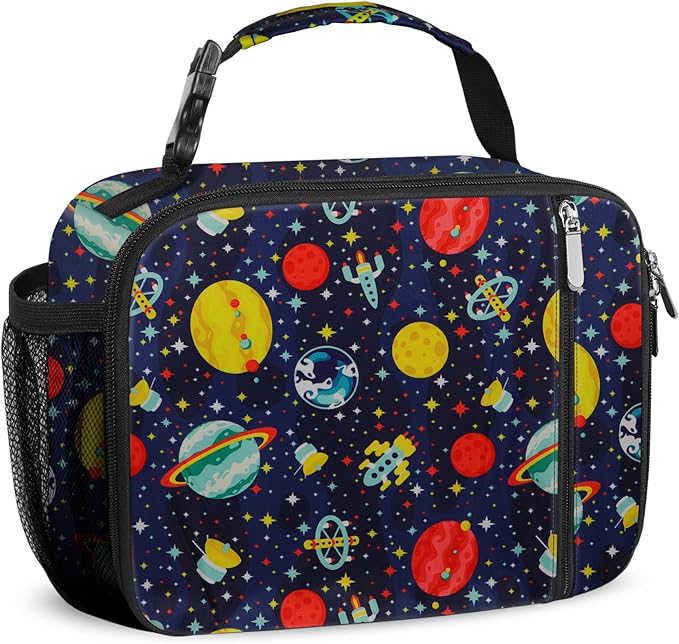 esouler Lunch Box Kids Insulated Lunch Bag for Boys & Girls Durable Children Lunchbox for School with Water Bottle Holder-Space