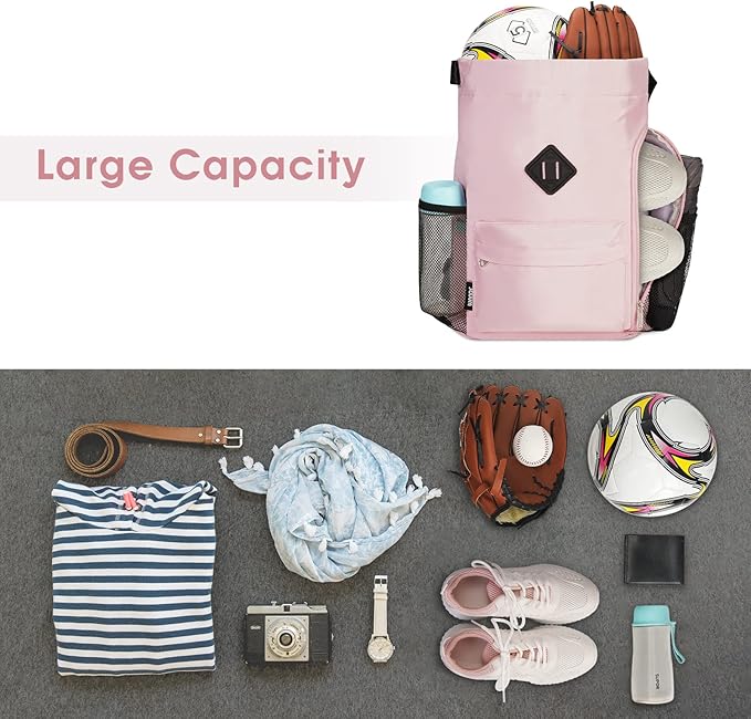 WANDF Drawstring Backpack Sports Gym Bag with Shoes Compartment, Water-Resistant String Backpack Cinch for Women Men (Small,Pink)