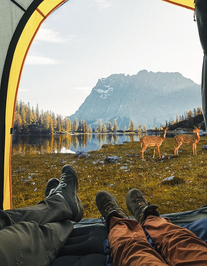 JOYTUTUS Pickup Truck Tent 2.0, Waterproof PU2000mm Double Layer for 2 Person, Portable Truck Bed Tent with Rainfly, 5.5'-6' Camping Preferred - Orange