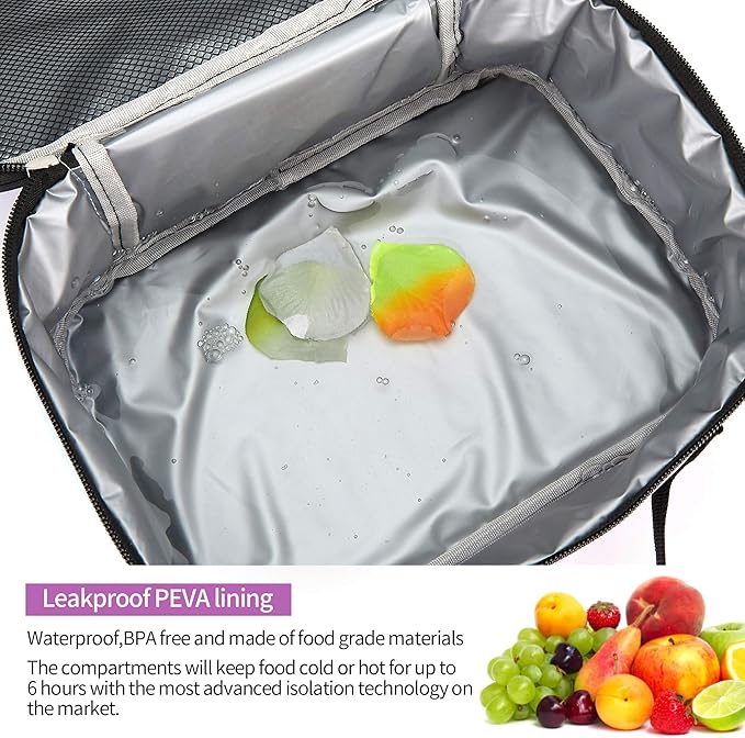 rickyh style Lunch Box with Padded Liner, Spacious Insulated Lunch Bag Durable Thermal Lunch Cooler Pack with Strap for Boys Girls Adults School Sports Beach Picnic Work Camp,2 Pocket (LBXINGXING