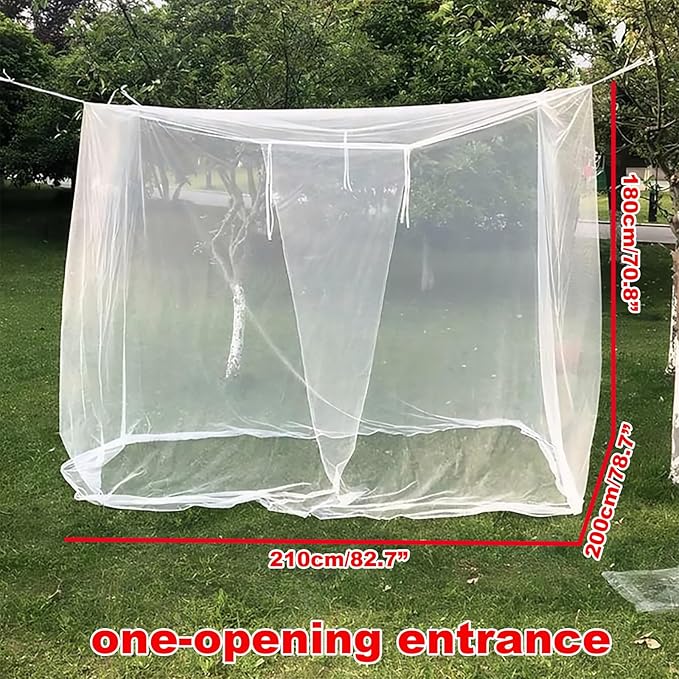 Outdoor Camping Mosquito Net, Large Size White Mesh Insect Netting with Storage Bag for Camping, Picnic, Outdoor Trips (One-Opening 83"x79"x71")