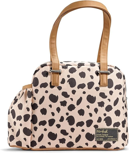 Fit & Fresh Lunch Bag For Women, Insulated Womens Lunch Bag For Work, Leakproof & Stain-Resistant Large Lunch Box For Women With Expandable Bottle Pocket, Zipper Closure, Laketown Lunch Bag, Cheetah