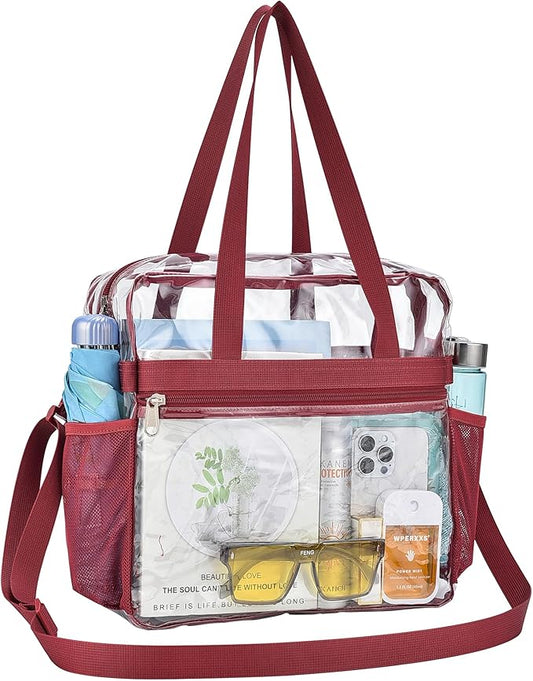 USPECLARE Clear Tote Stadium Approved, Security Travel & Gym Clear Bag for Work Sports Games Concerts