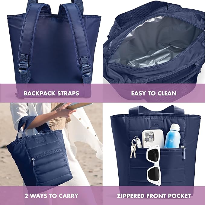 Fit & Fresh Carefree Cooler Collection – Insulated, Leakproof, Water-Resistant Tote & Mini Sling Bag for Summer Pool & Travel