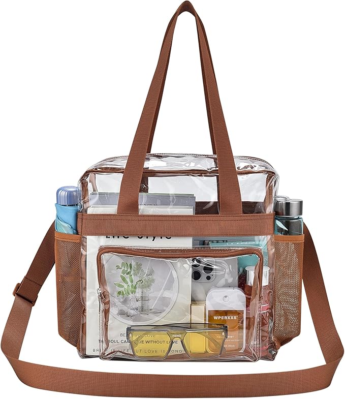 USPECLARE Clear Tote Stadium Approved, Security Travel & Gym Clear Bag for Work Sports Games Concerts