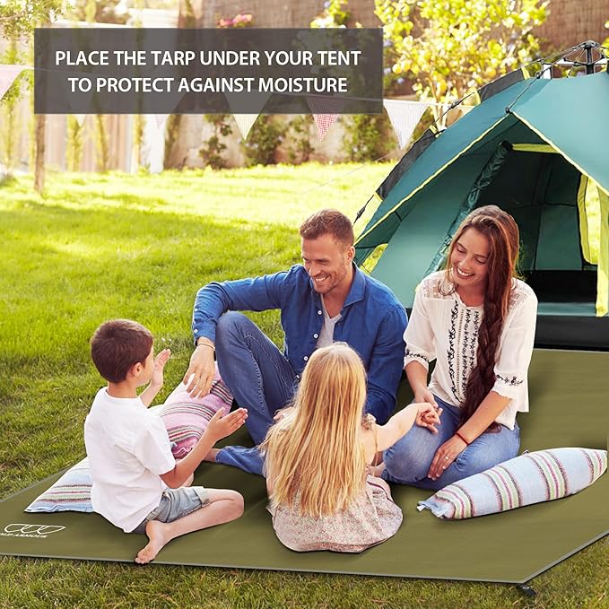 Gold Armour Tent Footprint, Camping Tarp Waterproof Ultralight - 84x60in | 84x84in | 84x96in | 82x106in | 120x108in | 120x120in | 120x144in Floor and Ground Tarps for Camping (OD Green 120x120in)