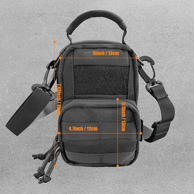 ROARING FIRE Tinder Tactical Molle Utility Pouch, EDC Tool Organizer Pouch with Removable Sling Strap. Modular Organizer Pouches for Every Day Carry, Hiking, Camping (Black)