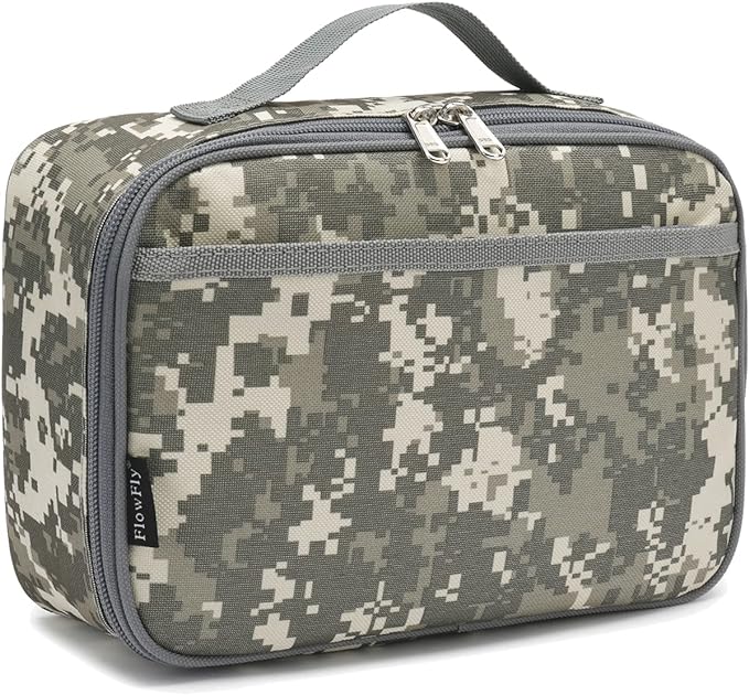 FlowFly Kids Lunch box Insulated Soft Bag Mini Cooler Back to School Thermal Meal Tote Kit for Girls, Boys, Digital