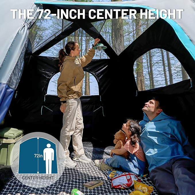 TIMBER RIDGE 5-6 Person Blackout Camping Tent, 60s Easy Setup Instant Cabin Tent for Family with Rainfly, Water-Resistant, 9' x 9' x 72" for Outdoor Adventures Gatherings