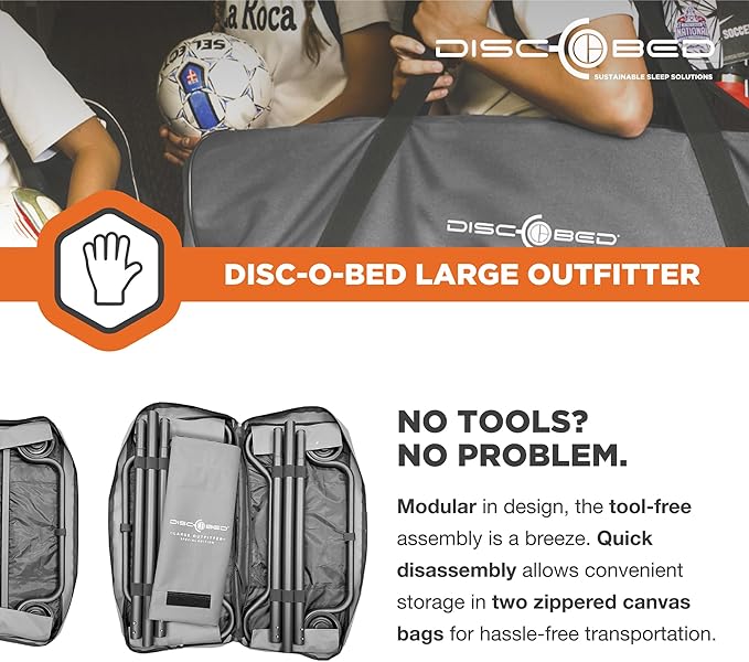 Disc-O-Bed Large Outdoor Convertible 2 Person Bench and Double Camping Cot Portable Bed Bunk System for Adults