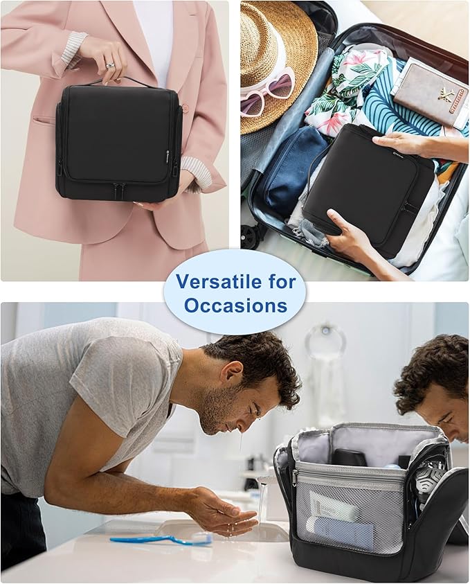 Relavel Hanging Toiletry Bag for Men and Women, Travel Toiletries Bag Water-resistant Large Makeup Cosmetic Organizer Storage, Shaving Dopp Kit Shower Bathroom Hygiene Bags, Carry-on Travel Essentials