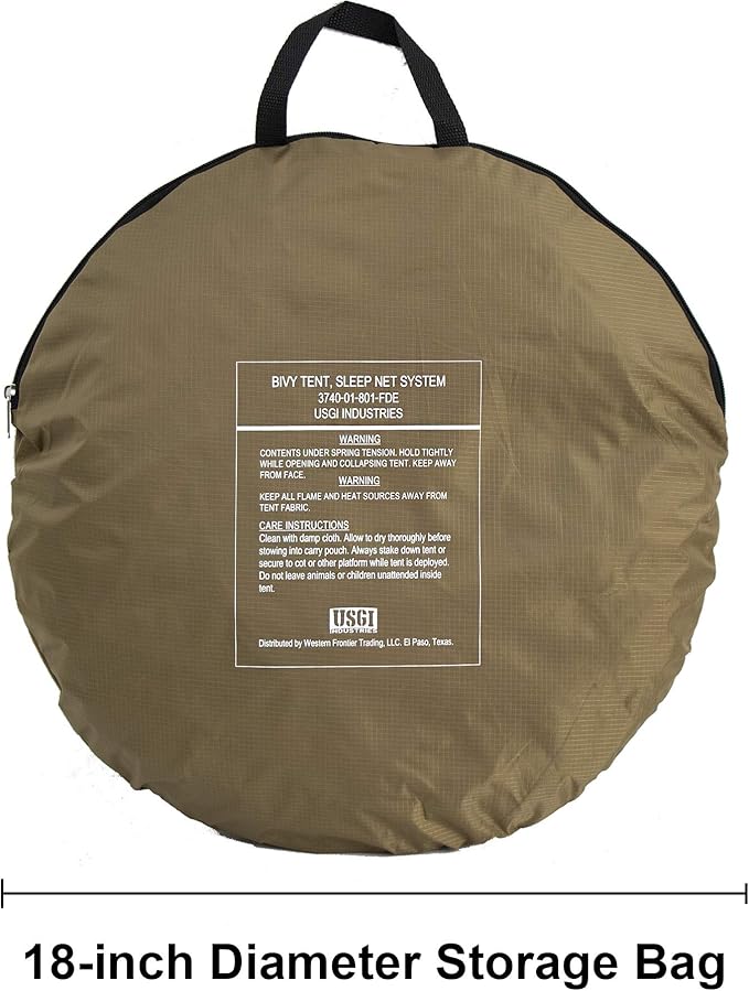 USGI Industries Bivy Tent | Lightweight Single Person Sleeping Net System for Outdoors, Camping, Survival, Hiking, Backpack | Mesh Protection