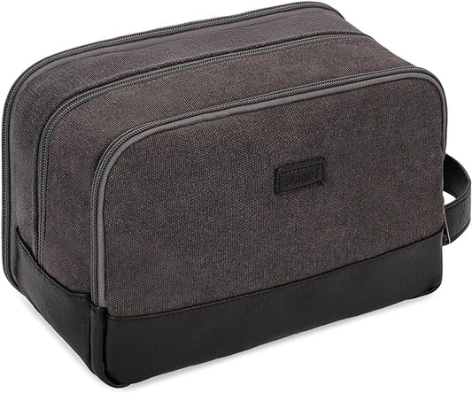 WANDF Travel Toiletry Bag for Men Large Toiletries Shaving Bag Water Resistant Hanging Dopp Kit Travel Accessories Bag for Women Men (Dark Grey)