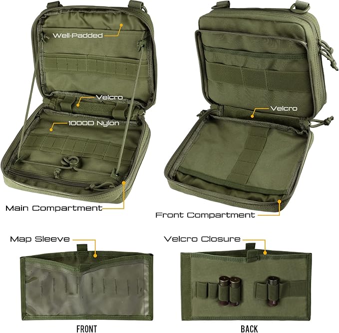 WYNEX Tactical Large Admin Pouch of Double Layer Design, Molle EDC EMT Utility Pouch with Map Sleeve Modular Tool Pouch Large Capacity Flag Patch Included
