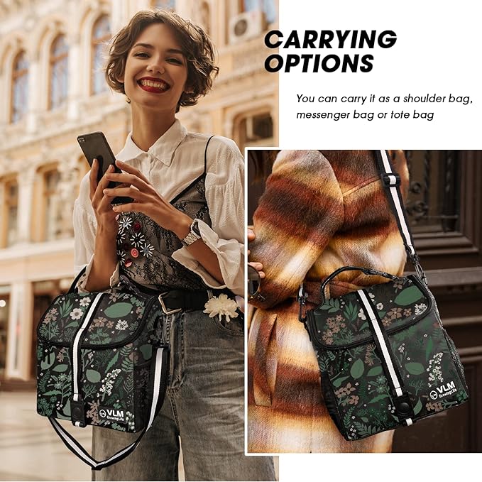 VLM Lunch Box for Women, Insulated Lunch Bag Women with Adjustable Shoulder Strap, Cute Lunch Tote Bag for Work,Picnic,Camping