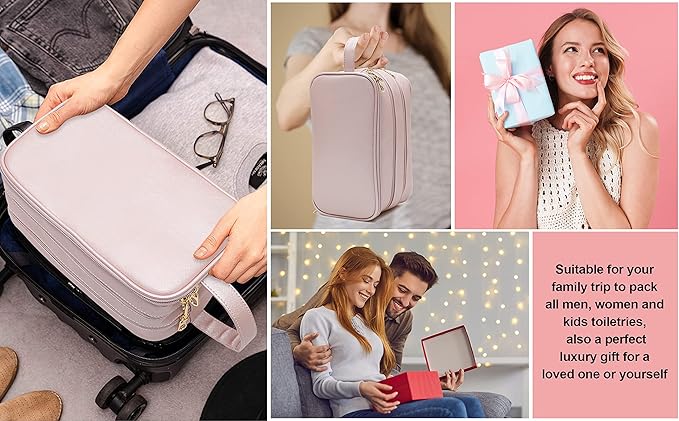 Makeup Bag for Women, Water Resistant Toiletry Bag for Travel Essentials, Dorm Room Essentials for Girl, Toiletry Organizer Dopp Kit for Toiletries Accessories, Mother's Day Graduation Gifts for Her