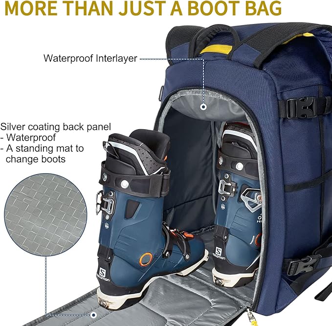 Sutekus Ski Boot Bag Skiing Travel Backpack Snowboard Boots Bag Travel Luggage For Skis, Helmet, Goggles, Gloves, Snowboard & Gear Accessories
