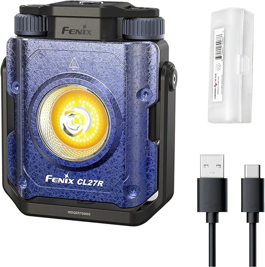 Fenix CL27R Camping Lantern Flashlight, 1600 lumens USB-C Rechargeable Waterproof Portable with White and Red LEDs and Lumentac Organizer for Hurricane Power Outage Emergency and Job Sites (Blue)
