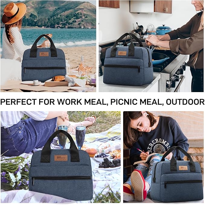 HOMESPON Insulated Lunch Bag for Women Men Lunch Box Cooler Lunch Tote for Work Picnic (Navy)