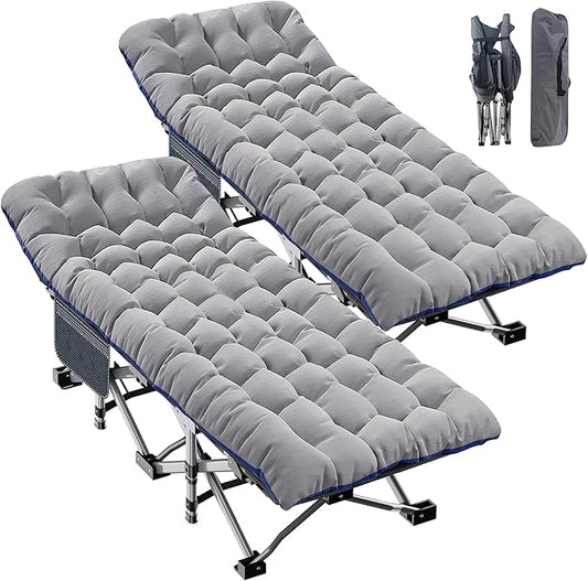 ABORON 2PK Oversized Folding Camping Cot for Adults, Double Layer 1200D, 500lb Capacity, Heavy Duty Guest Cot with Mat & Carrying Bag for Indoor & Outdoor Use