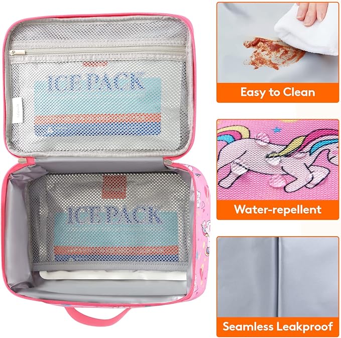 Lifewit Freezable Lunch Box, Insulated Reusable Lunch Bag with 2 Ice Packs, Mini Cooler Snack Bag for Bento Box for Salad, Sandwich, Snacks fo Men Women for Work, Pink 5L