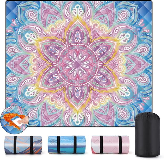 Picnic Blankets 60x80 Beachy Blanket Excersize Yogamat with Bag Womens Mens Travel Kit Camping Needs RV Decorations Long Car Road Trips Organizers Vacation Storage Gifts for Toddlers Friends