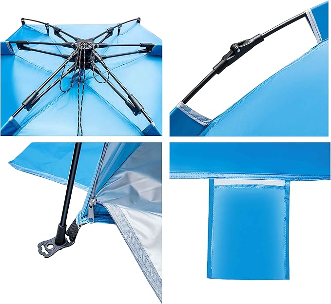 Beach Tent-Outdoors Easy Up Cabana Tent Sun Shelter Beach Umbrella, Deluxe Large for 5-6 Person Blue