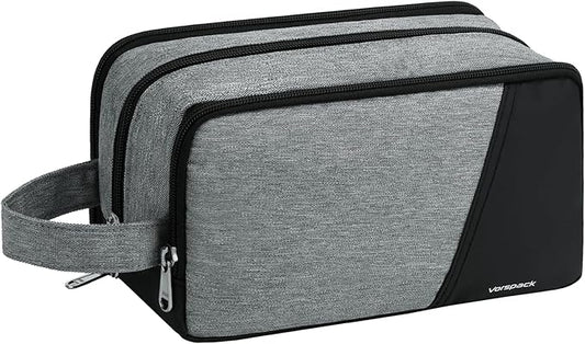 Vorspack Travel Toiletry Bag - Toiletry Bag for Men Water Resistant Skincare Bag Dopp Kit for Bathroom Toiletries Accessories Gifts - Grey