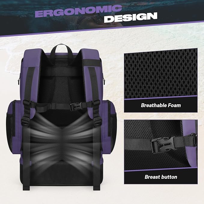 Maelstrom Swim Backpack,35L Swimming bag with Separate Shoes Compartment,Swim Gear Bag,Athlete Gym Rucksack for Men and Women
