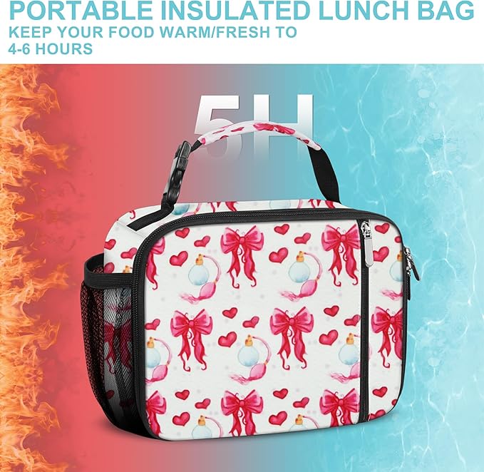 esouler Lunch Box Kids Insulated Lunch Bag for Boys & Girls Durable Children Lunchbox for School with Water Bottle Holder-Bowknot