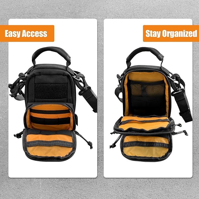 ROARING FIRE Tinder Tactical Molle Utility Pouch, EDC Tool Organizer Pouch with Removable Sling Strap. Modular Organizer Pouches for Every Day Carry, Hiking, Camping (Black)