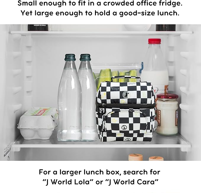 J World Corey Kids Lunch Bag. Insulated Lunch-Box for Boys Girls, Icon Checkers