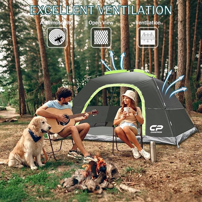 CAMPROS CP Tents for Camping 4/6 Person Tent Waterproof Windproof Double Layer Camping Tent, Easy Setup Dome Tent with Large Mesh Windows & Wider Door for Outdoor Camping & Hiking