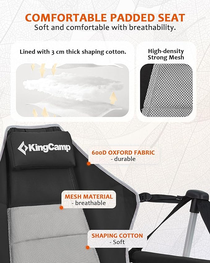 KingCamp Hammock Chair with Footrest, Swinging Portable Folding Camping Chairs for Adults MAX 400lbs Heavy Duty Foldable Oversized Rocker with Cup Holder Pillow for Outdoor Beach Patio Sport Lawn