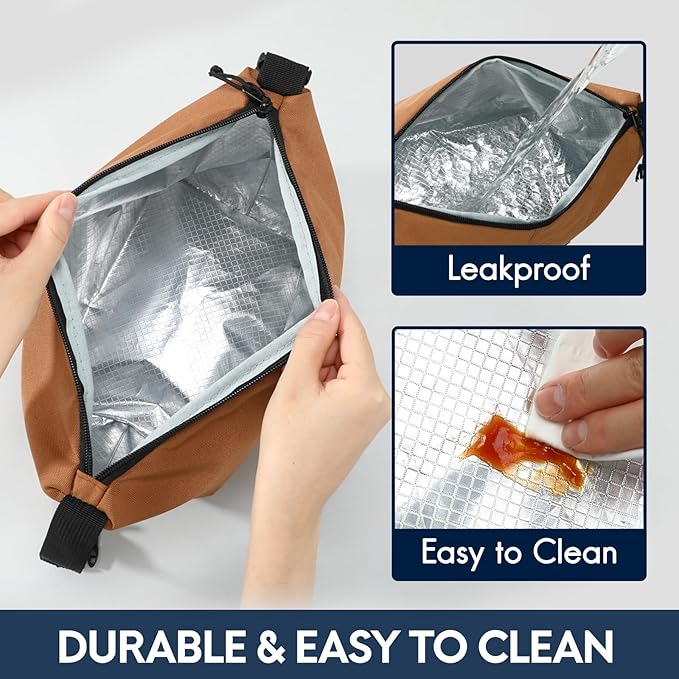 Haimont Small Lunch Cooler Bags for Work, Insulated Cooler Tote Lunchbag with Adjustable Buckle, Leakproof Soft Lunchbox for Outdoor, Daytrip, Camping, Brown