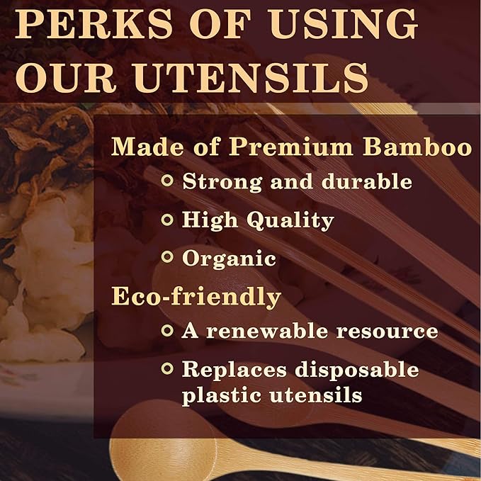 BambooMN Camping Mess Kit Lightweight Organic 8" x 8" Bamboo Plates, Forks, Knifes and Spoons for Camping, Hiking, or Backpacking - 10 Sets