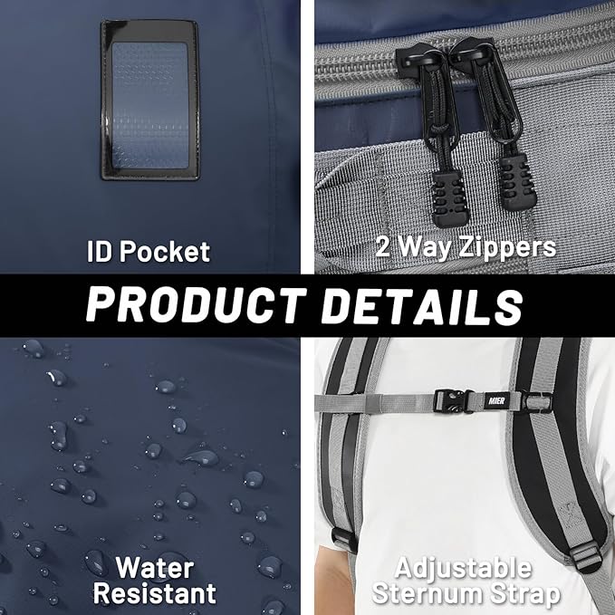 MIER Large Duffel Backpack Sports Gym Bag with Shoe Compartment, Heavy Duty and Water Resistant, Navy Blue, 90L