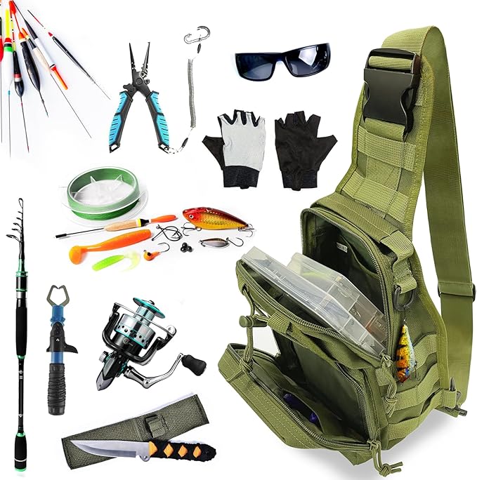 Fishing Backpack Tackle Storage Bag With Rod Holder - Sling Gear Storage