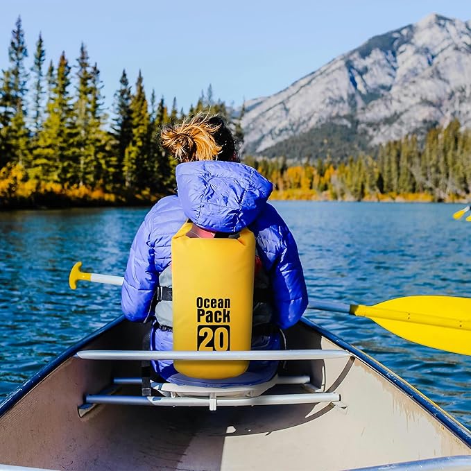 Dry Bag Waterproof for Women Men,20L Rolled Lightweight Dry Storage Bag Backpack with Phone Case for Travel,Swimming,Boating, Kayaking,Camping & Beach,Yellow