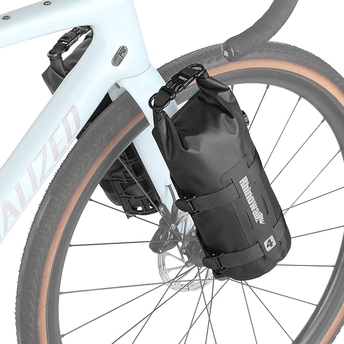 Rhinowalk Bike Front Fork Bag Waterproof Bicycle Pannier Bag 4/7L Bicycle Rolltop Dry Bag for Bikepacking