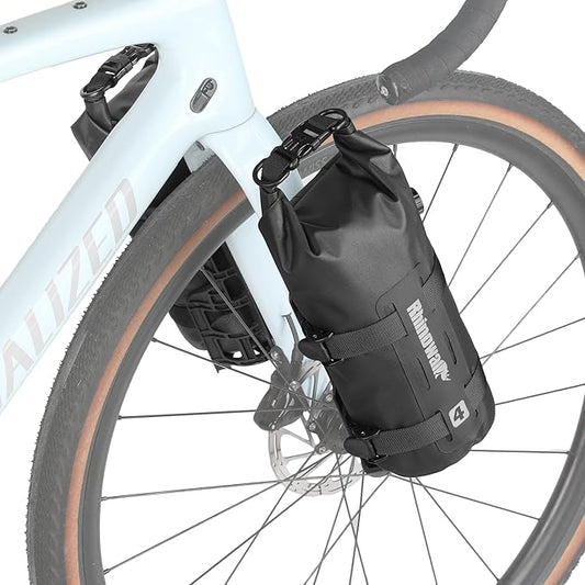 Rhinowalk Bike Front Fork Bag Waterproof Bicycle Pannier Bag 4/7L Bicycle Rolltop Dry Bag for Bikepacking