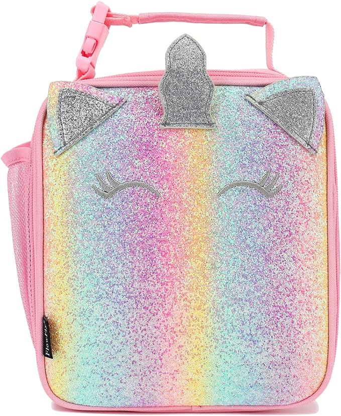 FlowFly Kids Lunch box Insulated Soft Bag Mini Cooler Back to School Thermal Meal Tote Kit for Girls, Boys, Smile